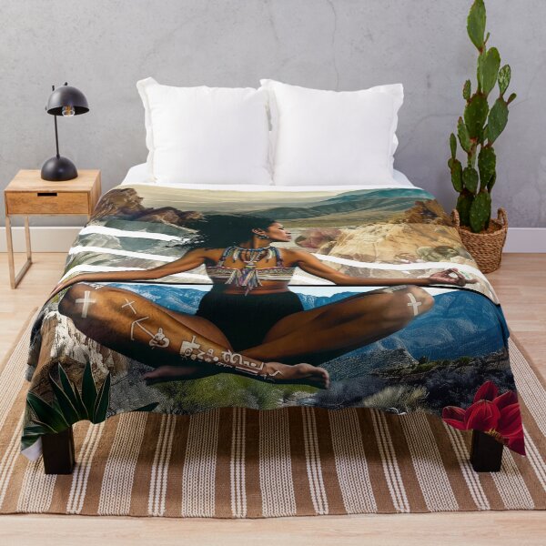 Item preview, Ethereal Meditation - Surreal Black Woman Embracing Nature’s Serenity Art designed and sold by Mystikos Art.