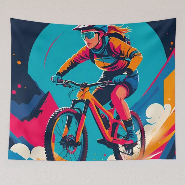 Aperçu de l'œuvre Gnarly Berms : les coureuses de VTT féminines parcourent les sentiers créée et vendue par GrizzlyCollective.
