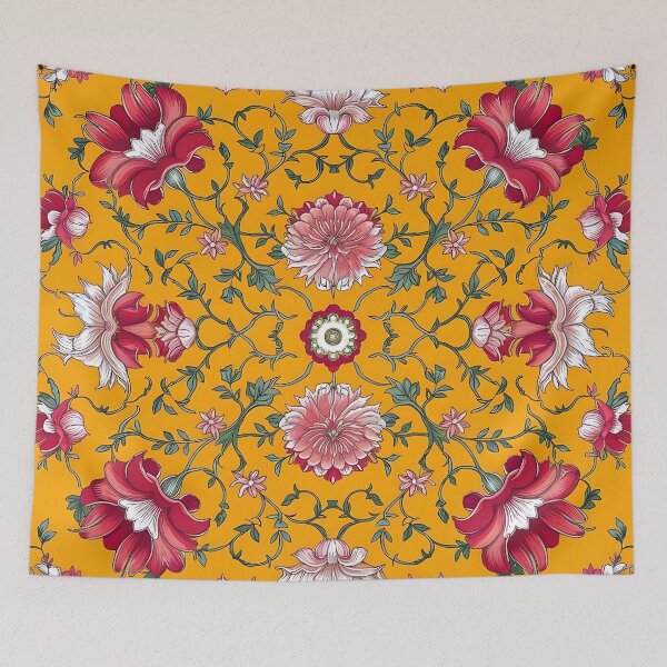 Item preview, A lush floral tapestry in golden hues designed and sold by Haji  Kamora.