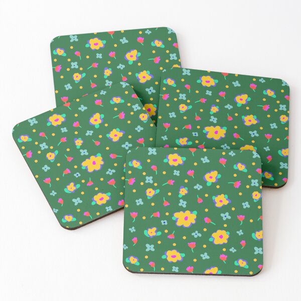 Item preview, Green Background Country Cotttage Style Yellow Flowers designed and sold by CheriesArt.