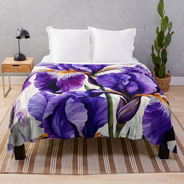 Item preview, Colorful Watercolor Painting of Purple Iris Flowers designed and sold by Petalandfur.