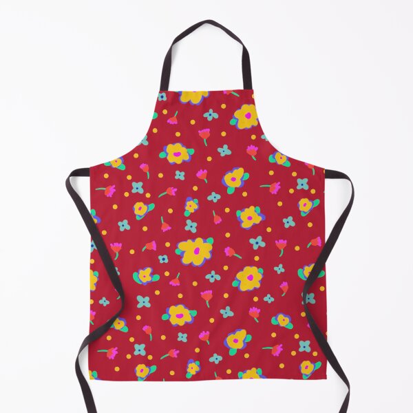 Aperçu de l'œuvre Fond Rouge Style Cottage Fleurs Jaunes créée et vendue par CheriesArt.