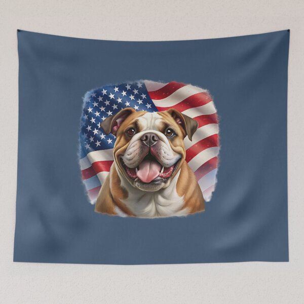 Item preview, patriot white and red dog  against the background of the flag designed and sold by jkrphoto.