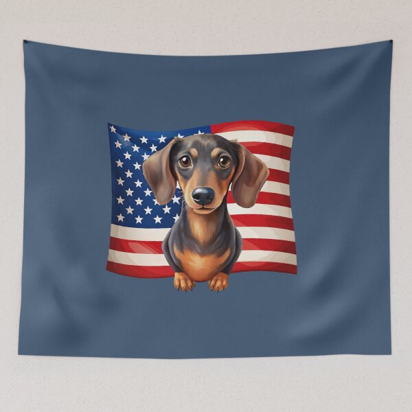 Item preview, patriot white and red dog  against the background of the flag designed and sold by jkrphoto.
