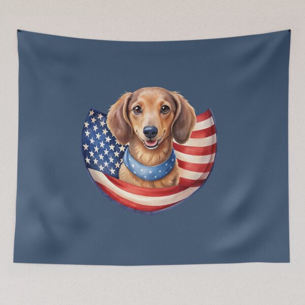 Item preview, patriot white and red dog  against the background of the flag designed and sold by jkrphoto.