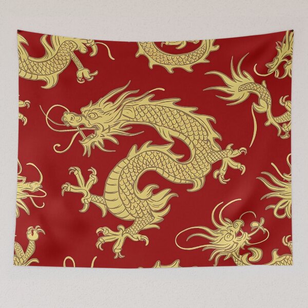 Item preview, Golden dragons soar pattern designed and sold by Haji  Kamora.