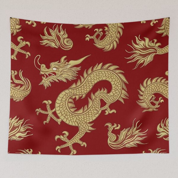 Item preview, Golden dragons soar pattern designed and sold by Haji  Kamora.