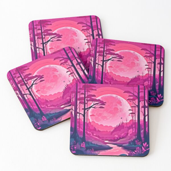 Item preview, Enchanting Pink Moon: Cartoon Art designed and sold by Health And Fitness Posts e-Store.
