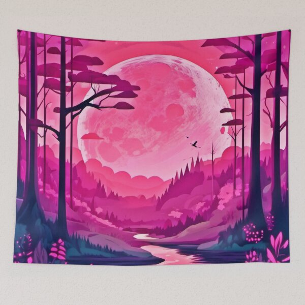 Item preview, Enchanting Pink Moon: Cartoon Art designed and sold by Health And Fitness Posts e-Store.