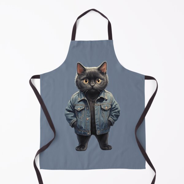 Item preview, Black Cat in Denim jacket designed and sold by PierreAlbijanic.