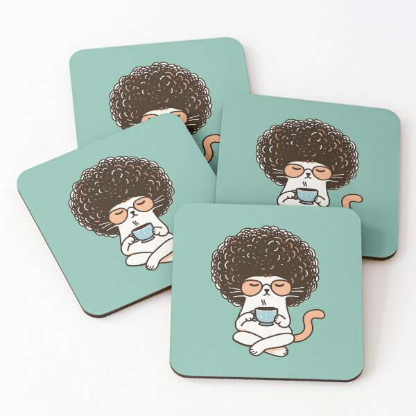 Item preview, Afro Cat Cute Kitten Drinking Tea  designed and sold by HowToCanadian.