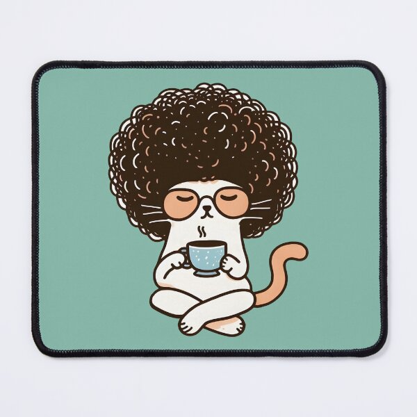 Item preview, Afro Cat Cute Kitten Drinking Tea designed and sold by HowToCanadian.
