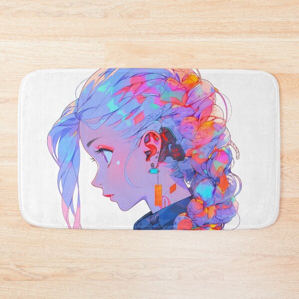 Item preview, Futuristic Cyber Neon Braids Anime Girl designed and sold by bubblegoth.
