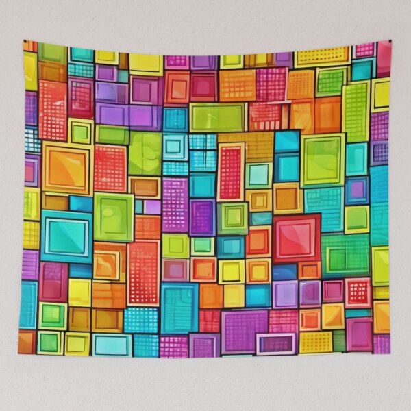 Item preview, Comic Art: Vibrant Square Patterns designed and sold by Health And Fitness Posts e-Store.