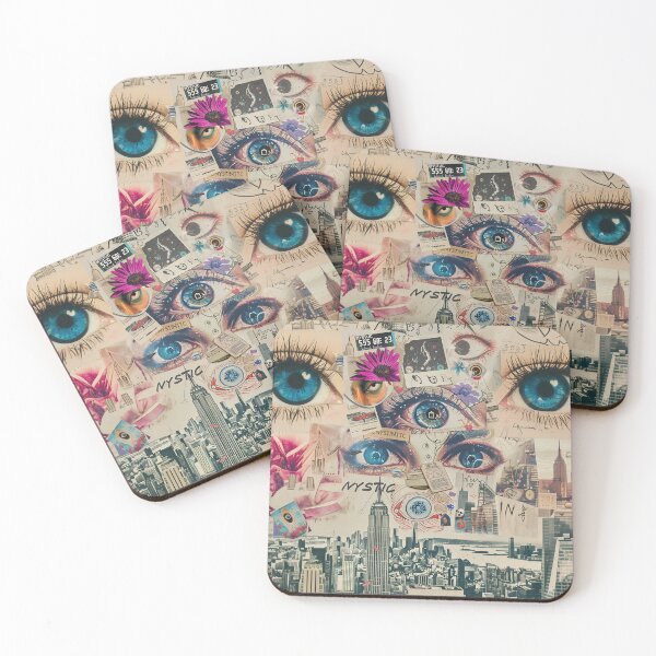 Item preview, NY Mystic Eyes Collage Art - Urban, Astrological, and Floral Fusion for Modern Aesthetics designed and sold by Mystikos Art.