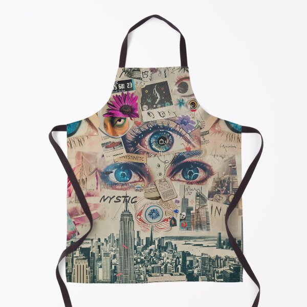 Item preview, NY Mystic Eyes Collage Art - Urban, Astrological, and Floral Fusion for Modern Aesthetics designed and sold by Mystikos Art.