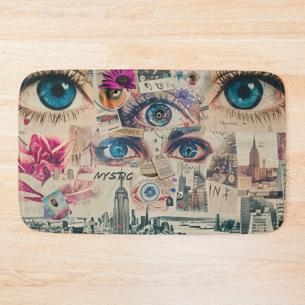 Item preview, NY Mystic Eyes Collage Art - Urban, Astrological, and Floral Fusion for Modern Aesthetics designed and sold by Mystikos Art.