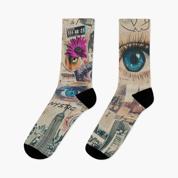 Item preview, NY Mystic Eyes Collage Art - Urban, Astrological, and Floral Fusion for Modern Aesthetics designed and sold by Mystikos Art.