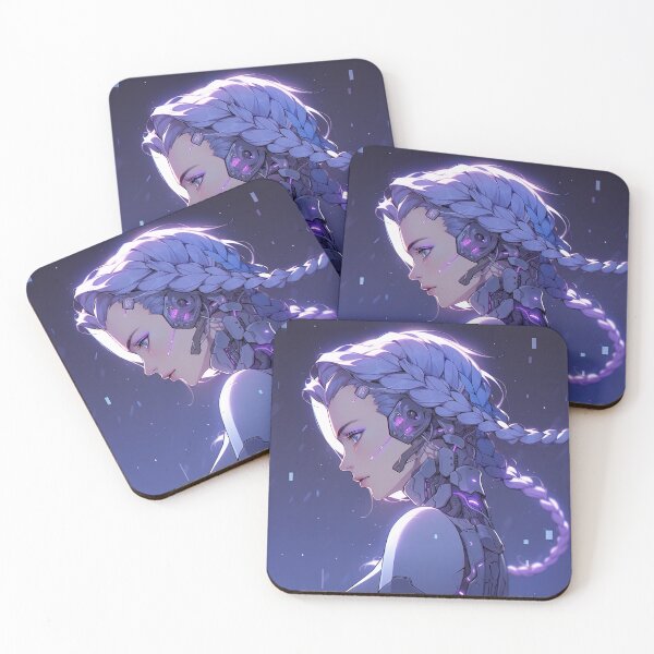 Item preview, Purple Moonlight Sci-Fi Cyborg Anime Girl designed and sold by bubblegoth.