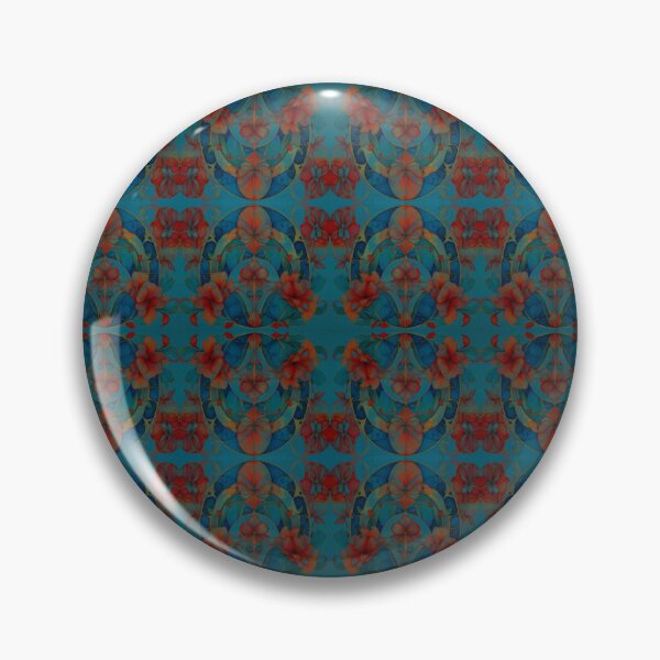 Item preview, Red flowers on blue designed and sold by Flowersonstuff.
