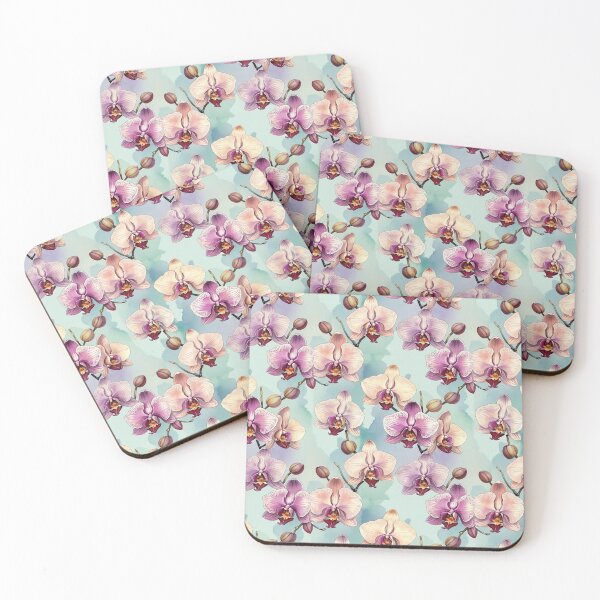 Item preview, Pastel-colored Orchids, vintage floral pattern designed and sold by Gaspirtz.