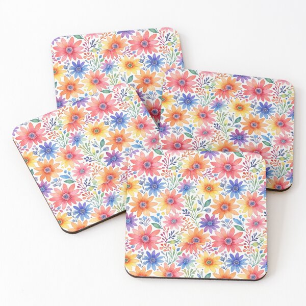 Item preview, Rainbow Colored Flowers, watercolor floral pattern designed and sold by Gaspirtz.