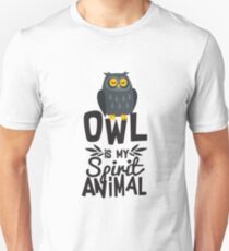 Cute Owl Is My Spirit Animal Funny Quote T Shirt Unisex T-Shirt