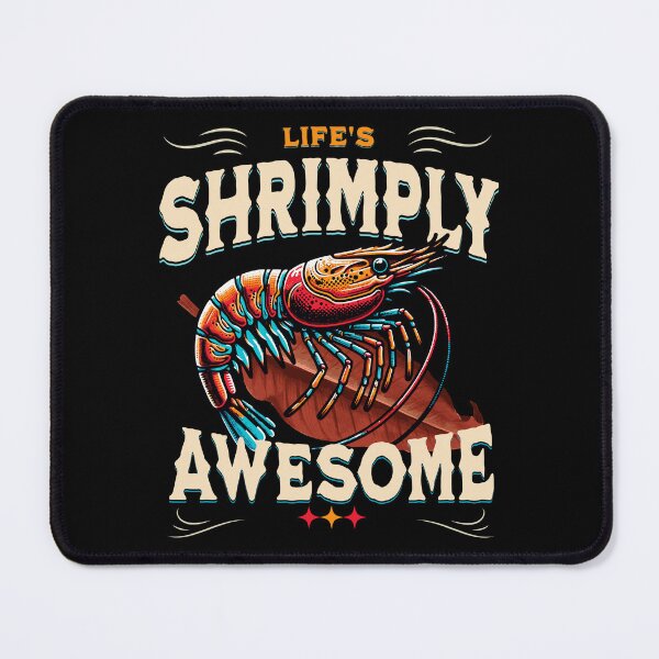 Item preview, Shrimply Awesome, shrimp on tropical almond leaf designed and sold by FinFriends.