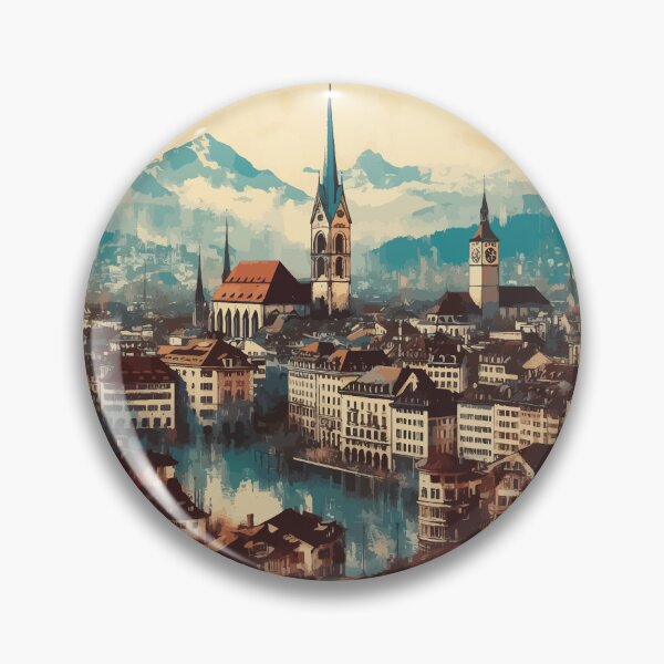 Item preview, Vintage Zurich Impressionism Painting designed and sold by TomFrontierArt.