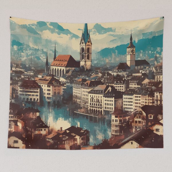 Item preview, Vintage Zurich Impressionism Painting designed and sold by TomFrontierArt.