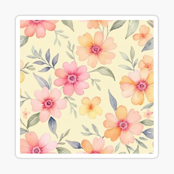 Item preview, Yellow, Pink, and Peach Colored Flowers, watercolor floral pattern designed and sold by Gaspirtz.
