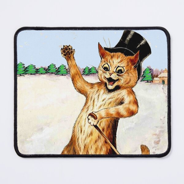 Artikelvorschau, Katze mit Zylinder und Stock: Vintage Louis Wain Abstrakter Druck mit großen Augen entworfen und verkauft von posterbobs.