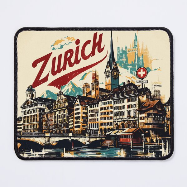 Aperçu de l'œuvre Peinture impressionniste rétro vintage de Zurich créée et vendue par TomFrontierArt.