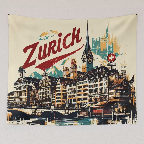 Item preview, Retro Vintage Zurich Impressionism Painting designed and sold by TomFrontierArt.