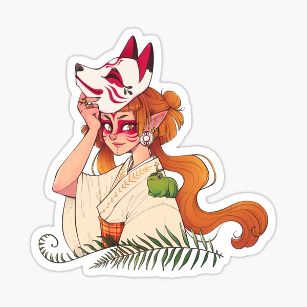 The fox spirit and the frog Sticker