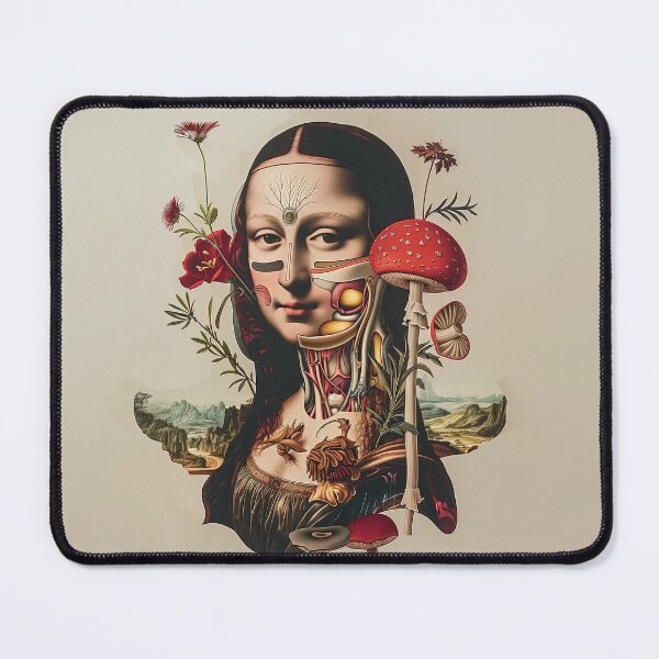 Item preview, Surreal Psychedelic Mona Lisa Floral Collage Art designed and sold by Mystikos Art.
