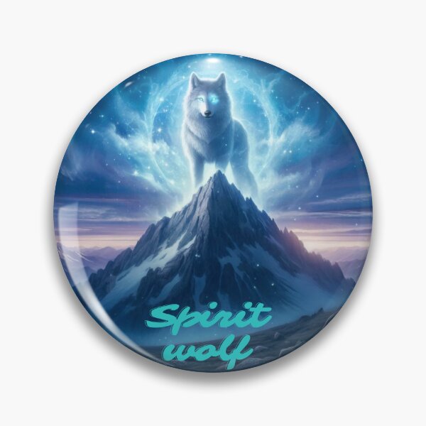 Item preview, Spirit Wolf on mountain beautiful, snow, stars, rocks, trees designed and sold by Kahmarr Tyler.