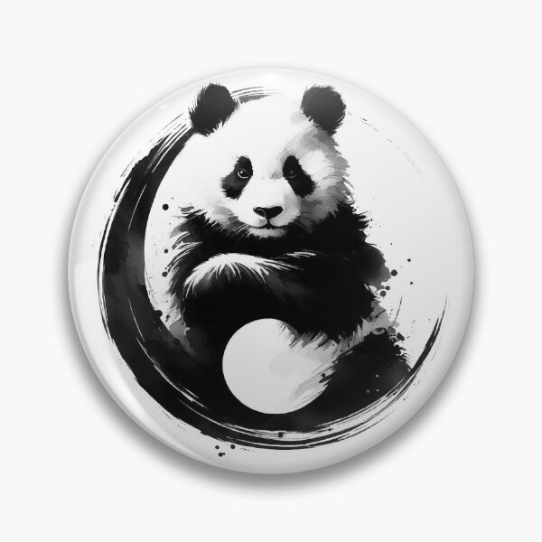 Item preview, Sumie Enso Circle Japanese Brushstroke Panda Bear designed and sold by TomFrontierArt.