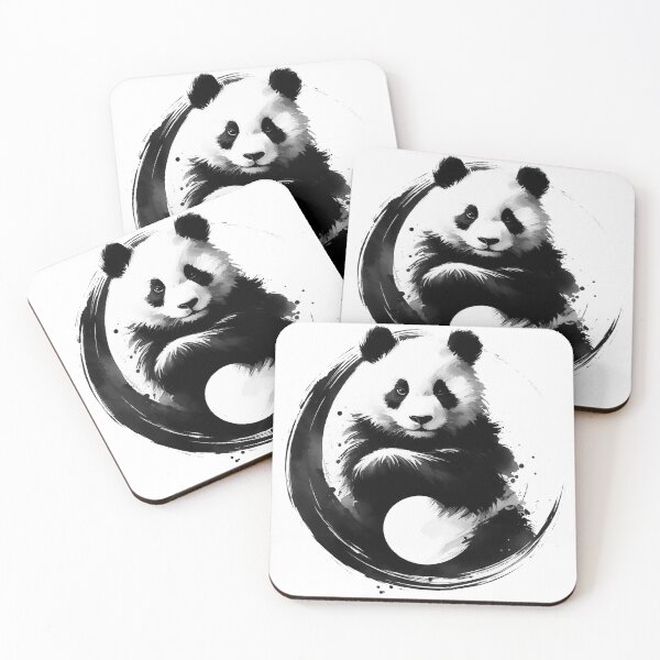 Item preview, Sumie Enso Circle Japanese Brushstroke Panda Bear designed and sold by TomFrontierArt.