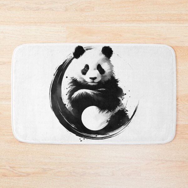 Item preview, Sumie Enso Circle Japanese Brushstroke Panda Bear designed and sold by TomFrontierArt.