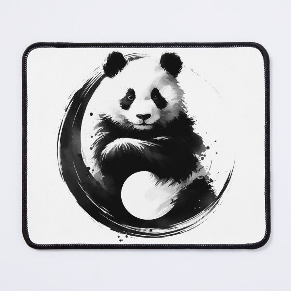 Item preview, Sumie Enso Circle Japanese Brushstroke Panda Bear designed and sold by TomFrontierArt.