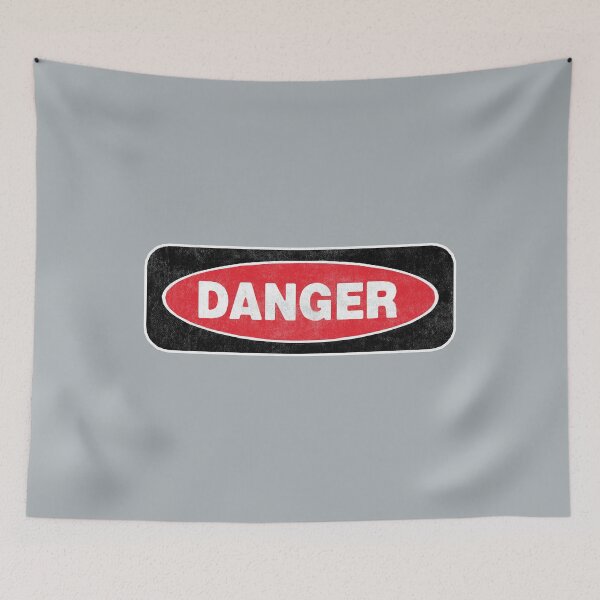 Item preview, Danger - red, black & white on grey designed and sold by BrownWoodRobot.