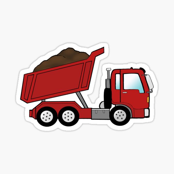Red Construction Dump Truck Sticker