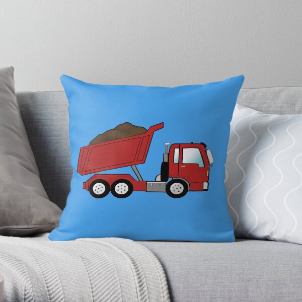 Red Construction Dump Truck Throw Pillow