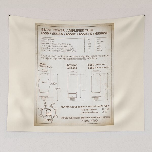 Item preview, 6550 Beam Power Amplifier Tube Datasheet in Retro Style designed and sold by tuzlay.