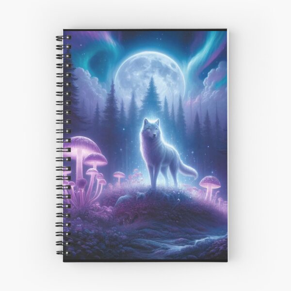 Item preview, Spirit Wolf Forest Moon Evergreen Trees Mushrooms designed and sold by Kahmarr Tyler.