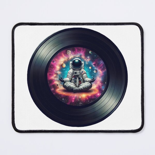 Item preview, astronaut meditates in space inside a vinyl record designed and sold by Kondi-Art.