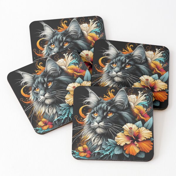 Item preview, Majestic Wallpaper Portrait of Maine Coon Cat That Become a Mythical Creature designed and sold by Keirnyx.