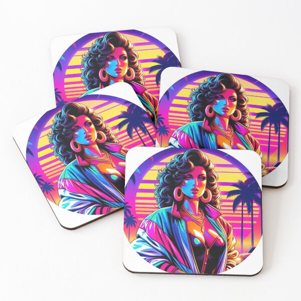 Item preview, 80s Fashion: Retro-Styled Woman from Miami Vice City - Perfect Vintage Artwork designed and sold by SweetEnjoyable.
