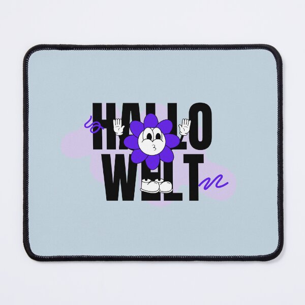 Item preview, Hallo Welt | Flower Character Illustration | Pastel Blue Background designed and sold by RM-Journey.